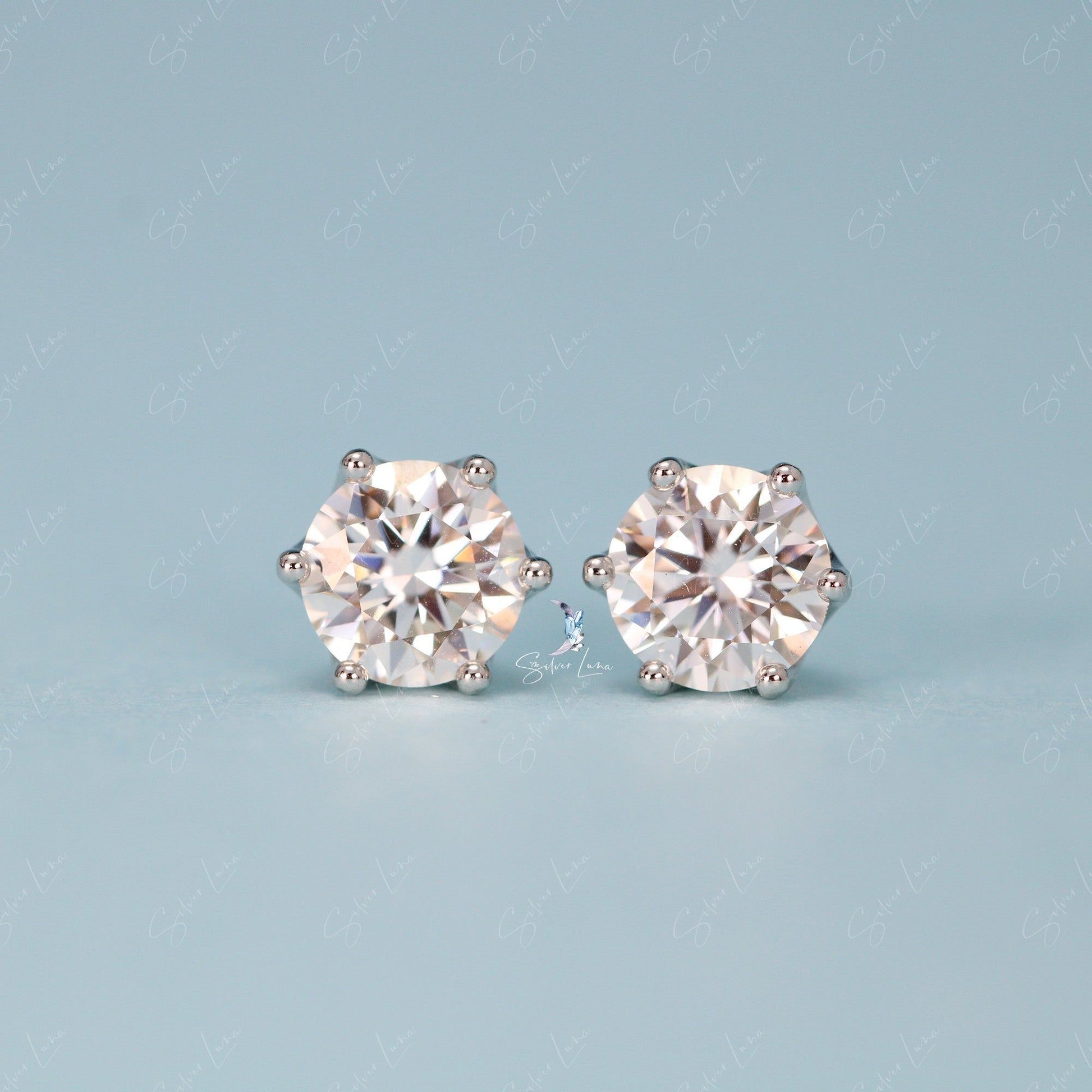 1 CT moissanite stud earrings