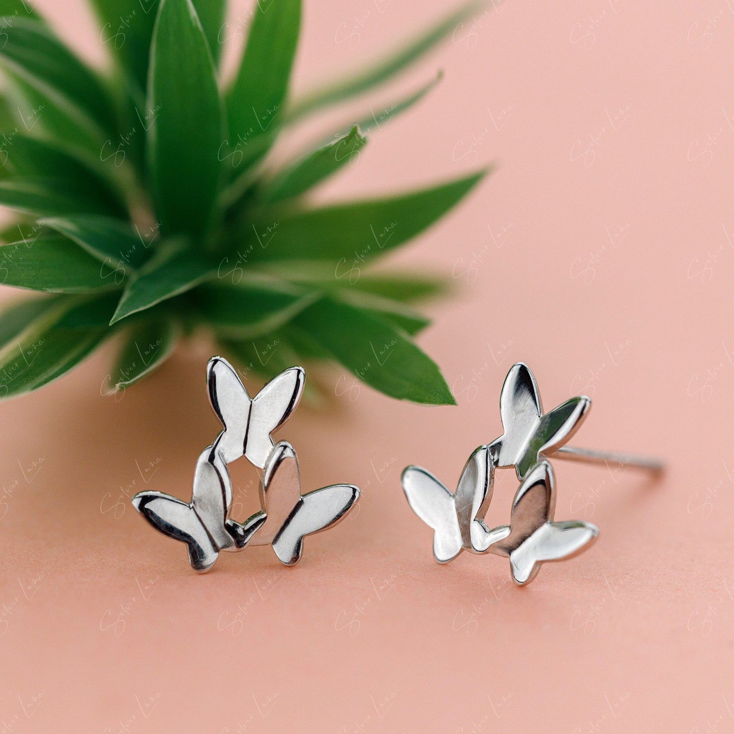 butterflies animal stud earrings