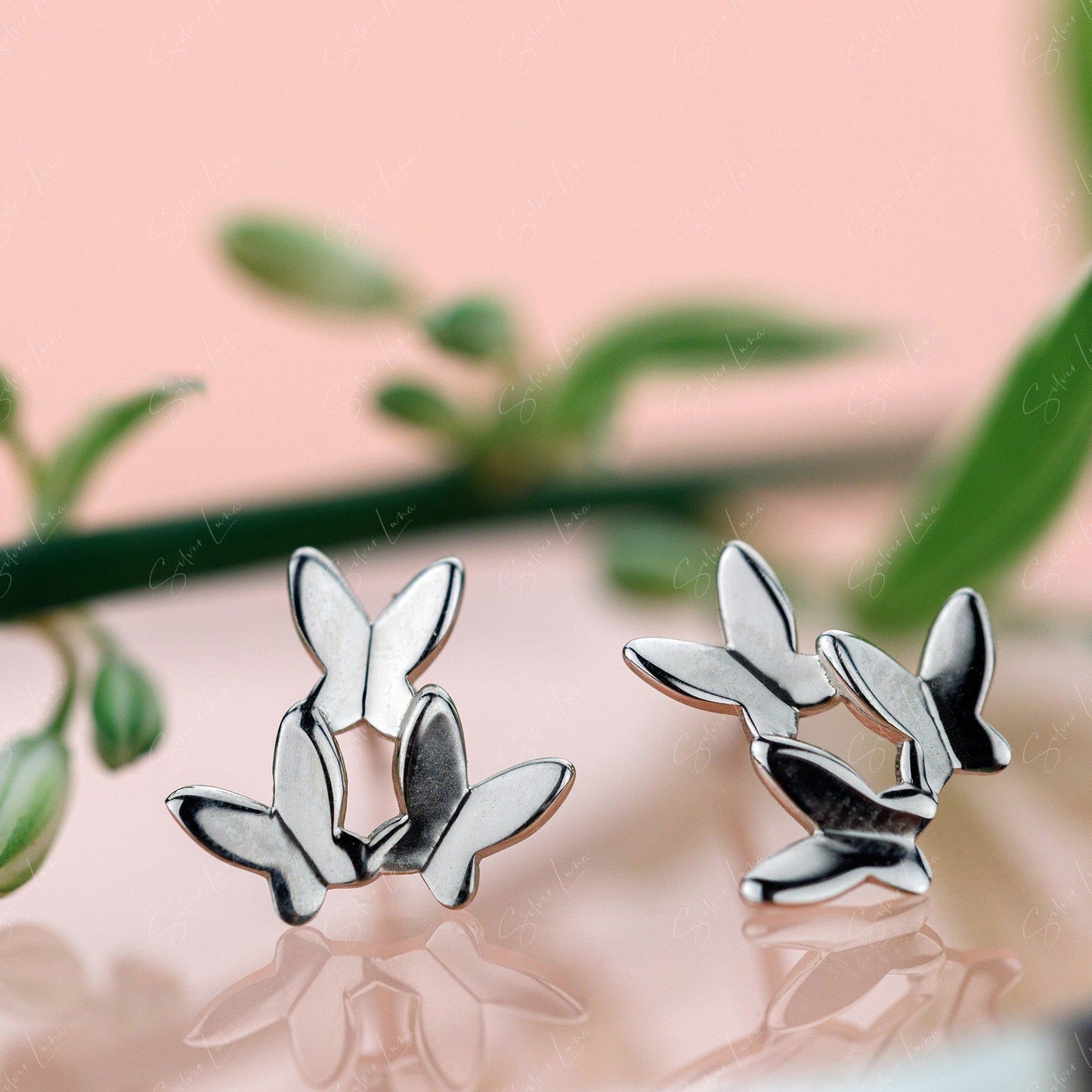 animal butterfly stud earrings