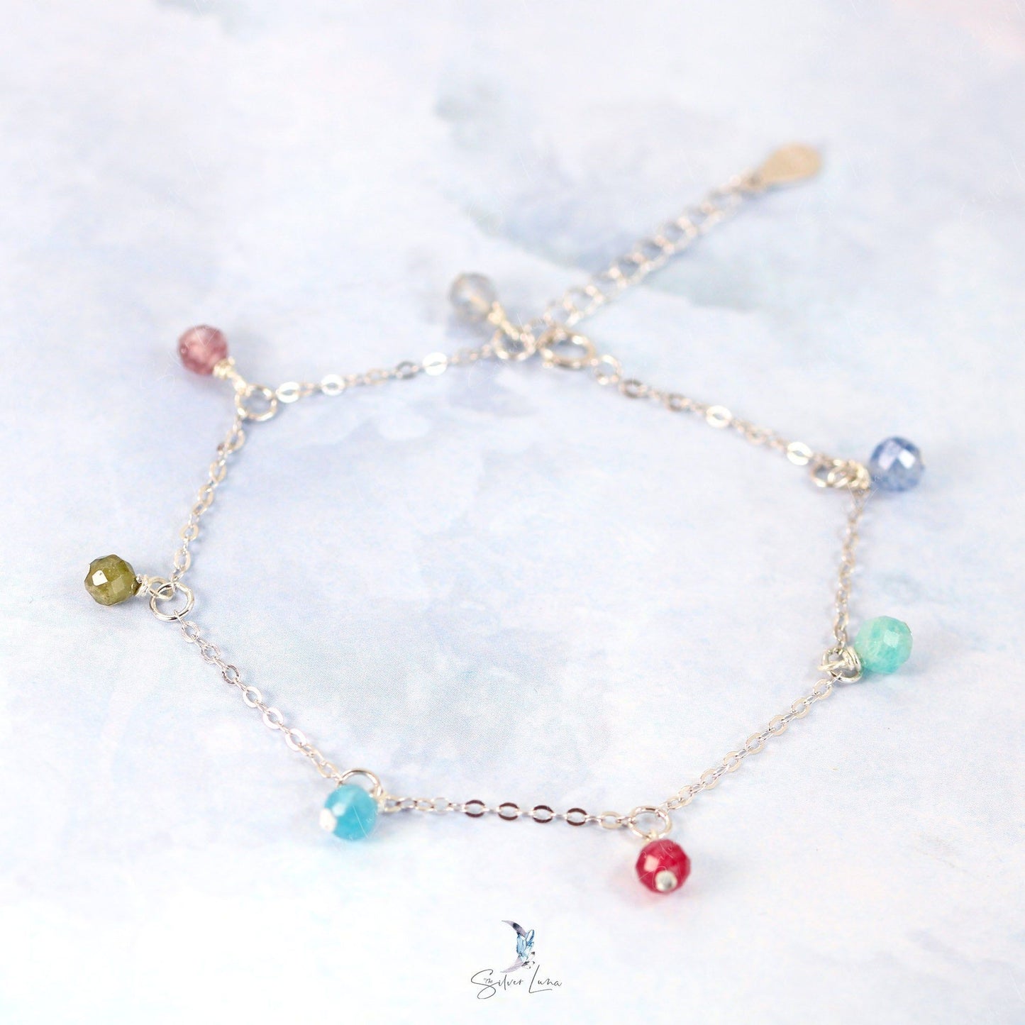 The seven chakra gemstone silver bracelet