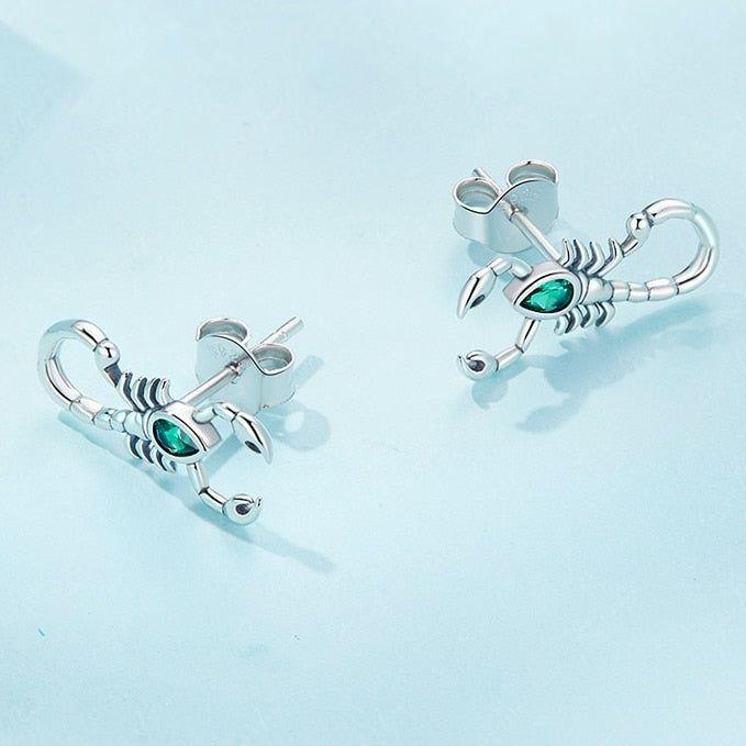 Scorpion sterling silver stud earrings