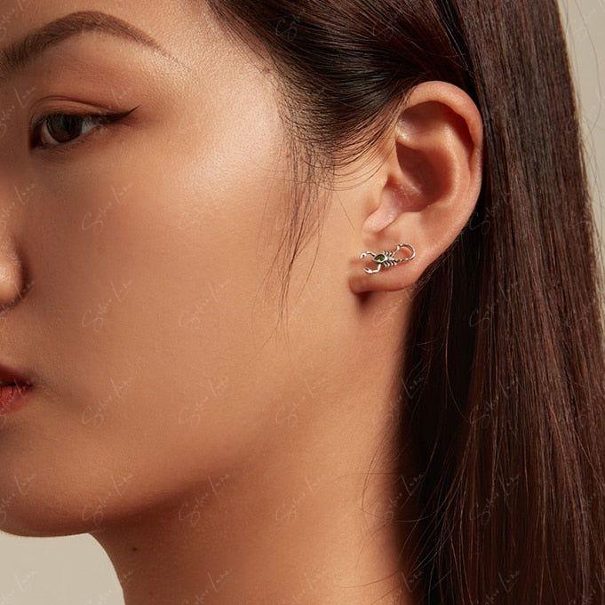 Scorpion sterling silver stud earrings