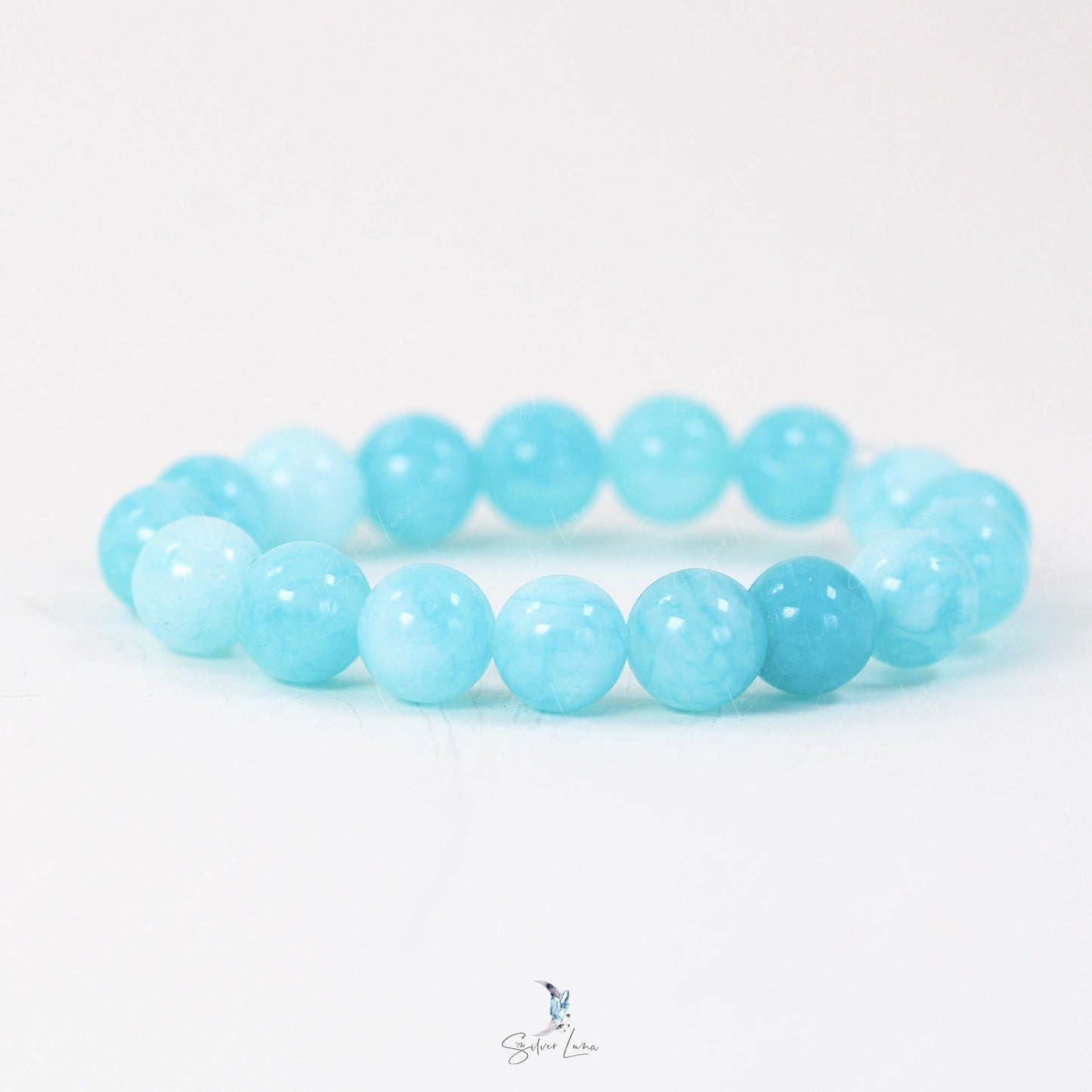 Sea turtle Amazonite jade stone beaded bracelet