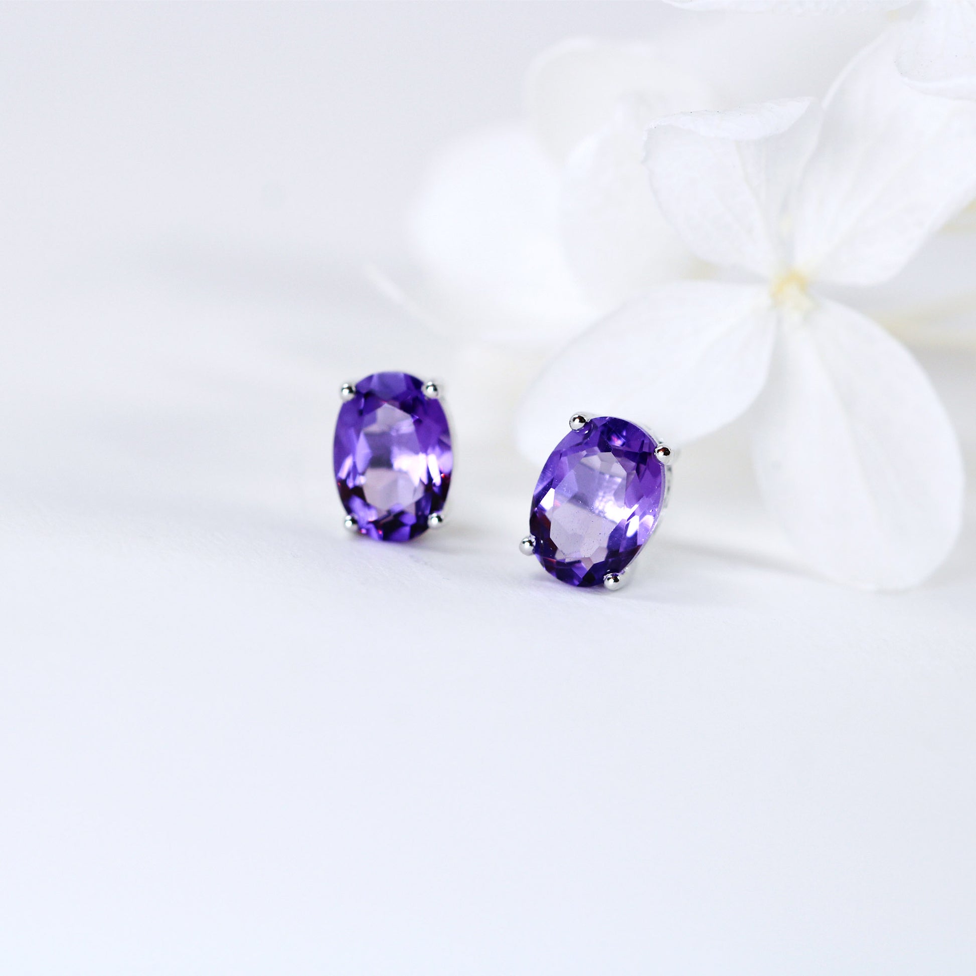 Amethyst sterling silver stud earrings