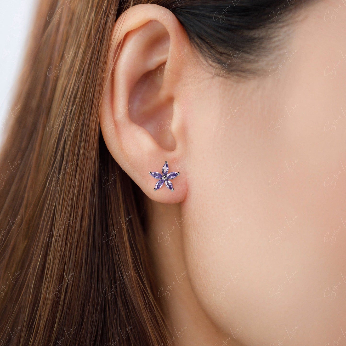 Blue Flower Stud Earrings