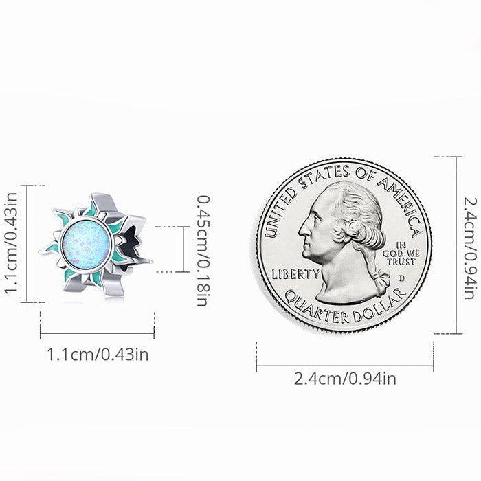 Opal Stone Sun Bead Sterling Silver Charm