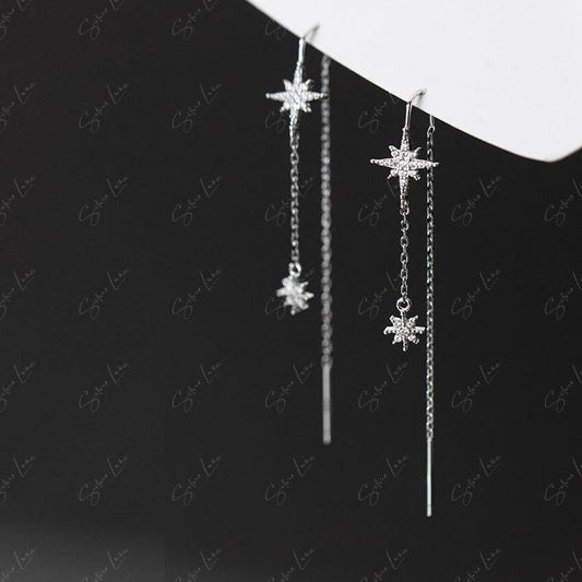 Starburst threaders dangle drop earrings
