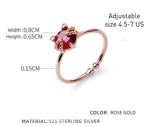 Rose gold sterling silver cat ring