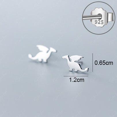Cute Dragon Stud Animal Silver Earrings