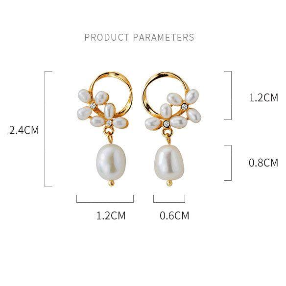 Floral Pearl Drop Dangle Earrings