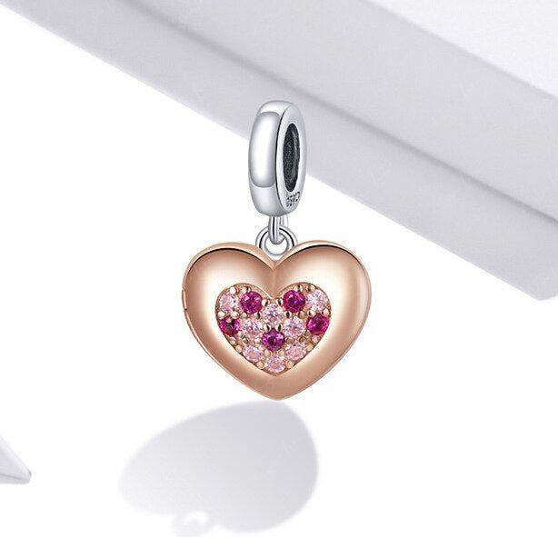 Heart and engagement ring safety chain for bracelet