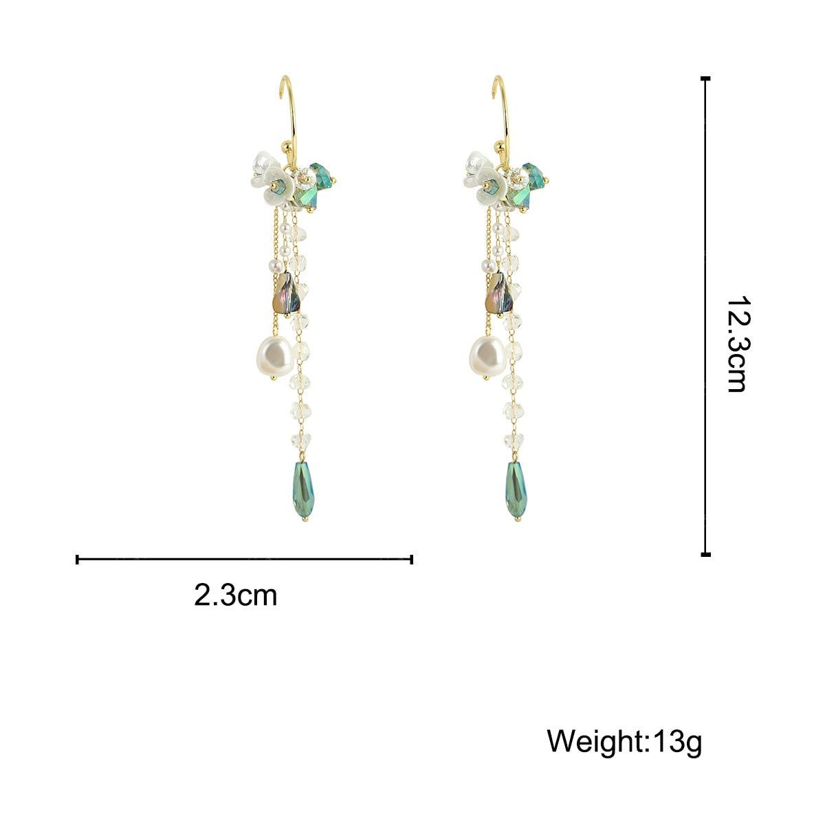 Elegant crystal pearl drop Korean fashion earrings