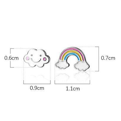 Rainbow And Cloud Sterling Silver Stud Earrings