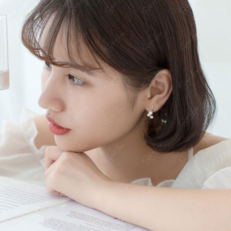 Pearls sterling silver stud earrings