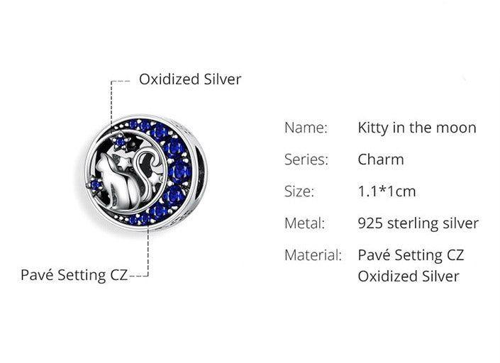 Cat On Blue Moon Bead Charm