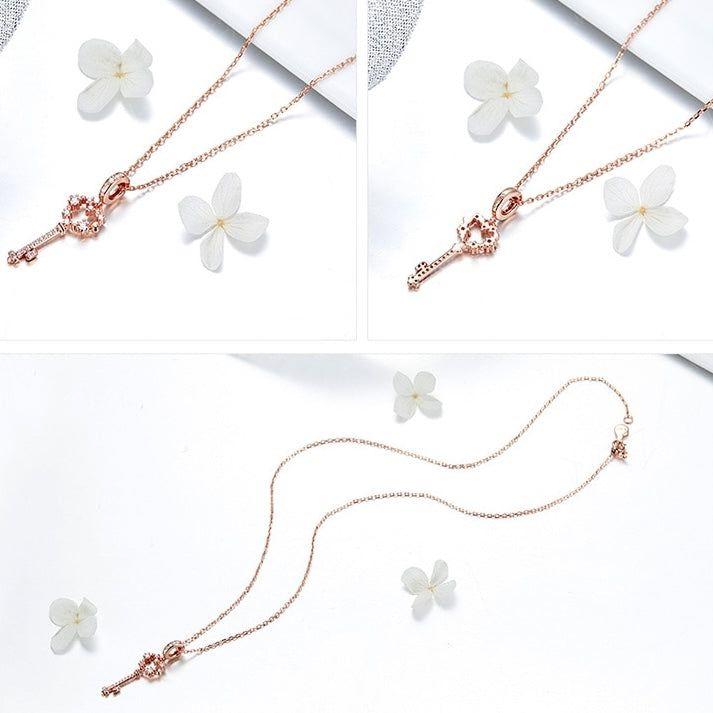 Rose gold sterling silver key pendant charm