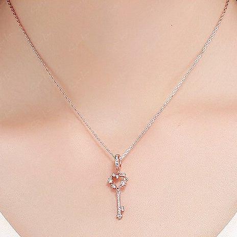 Rose gold sterling silver key pendant charm
