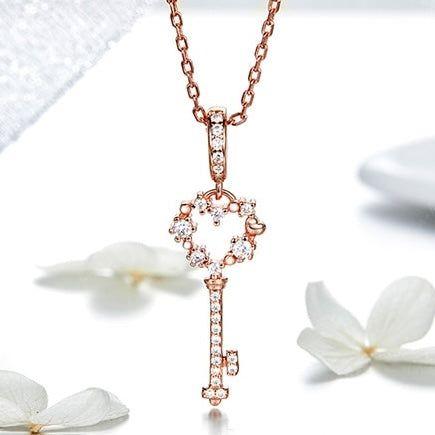 Rose gold sterling silver key pendant charm
