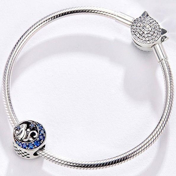 Cat On Blue Moon Bead Charm