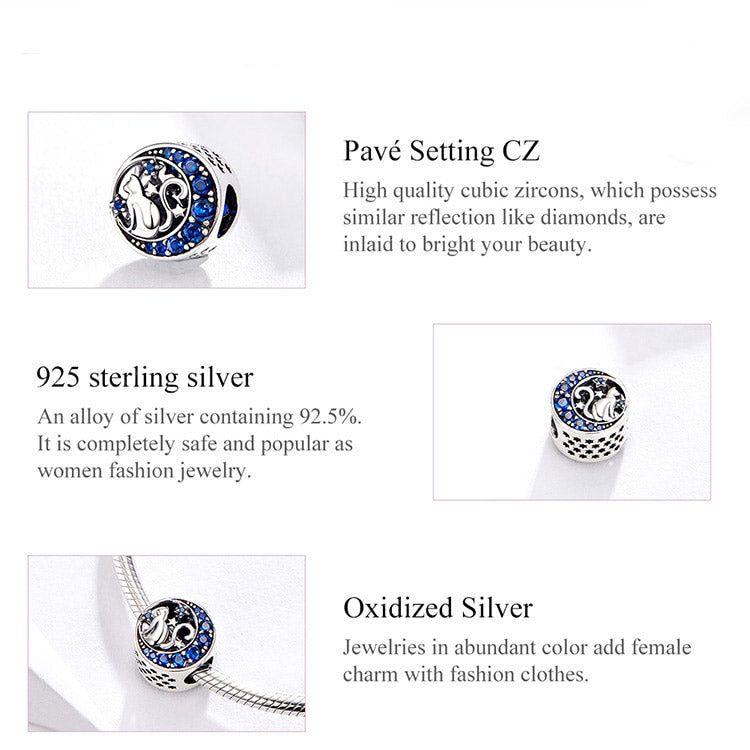 Cat On Blue Moon Bead Charm