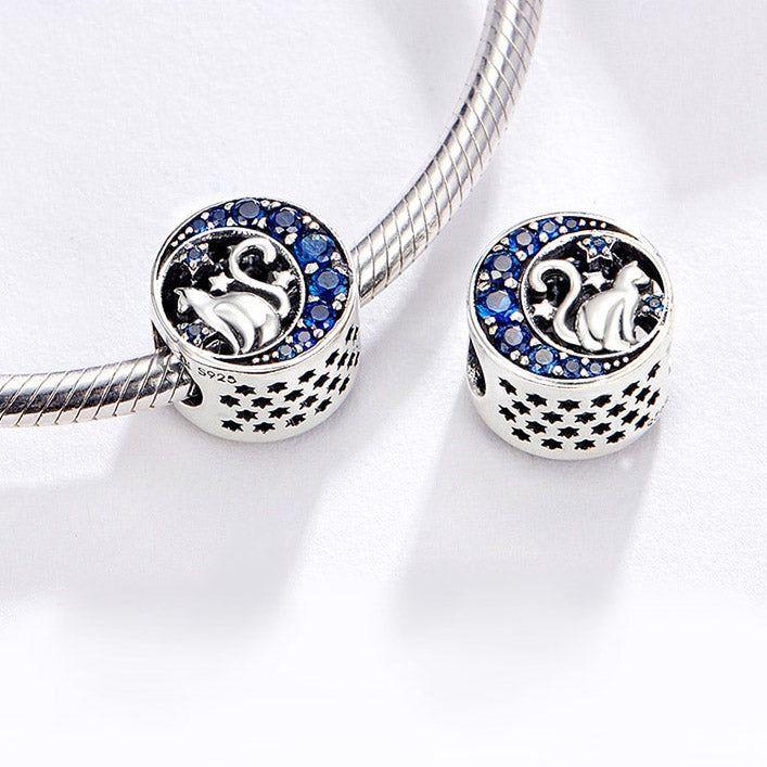 Cat On Blue Moon Bead Charm