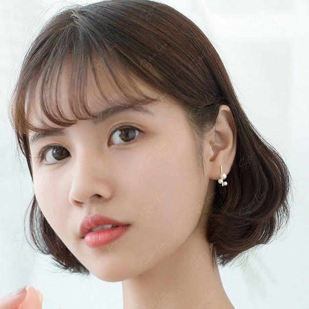 Pearls sterling silver stud earrings