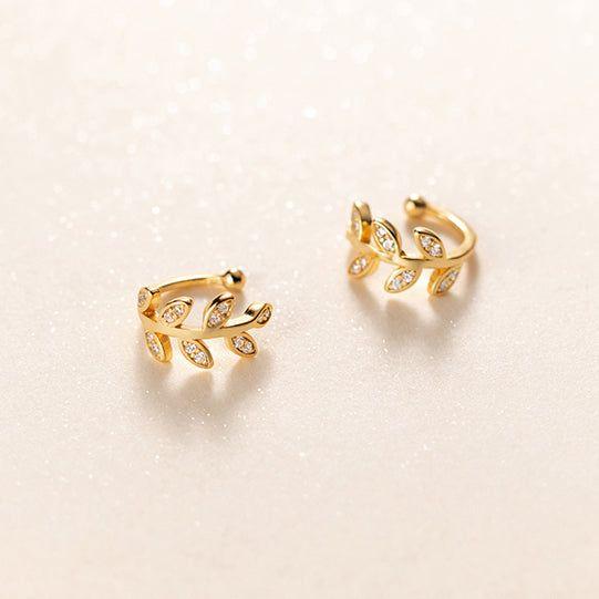 Floral Leaves Wrap Ear Cuffs Non Piercing Earrings Gold