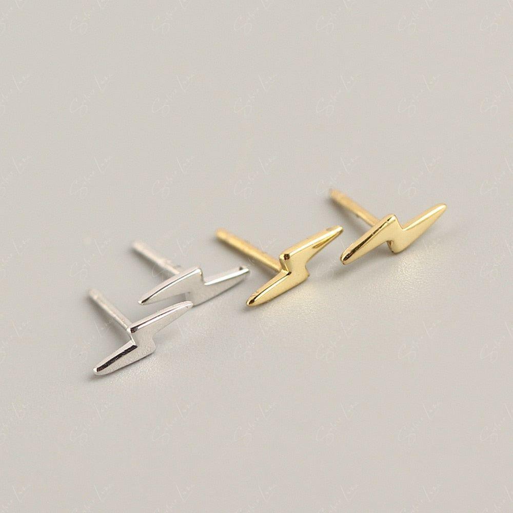 Lightning Bolt Sterling Silver Stud Earrings