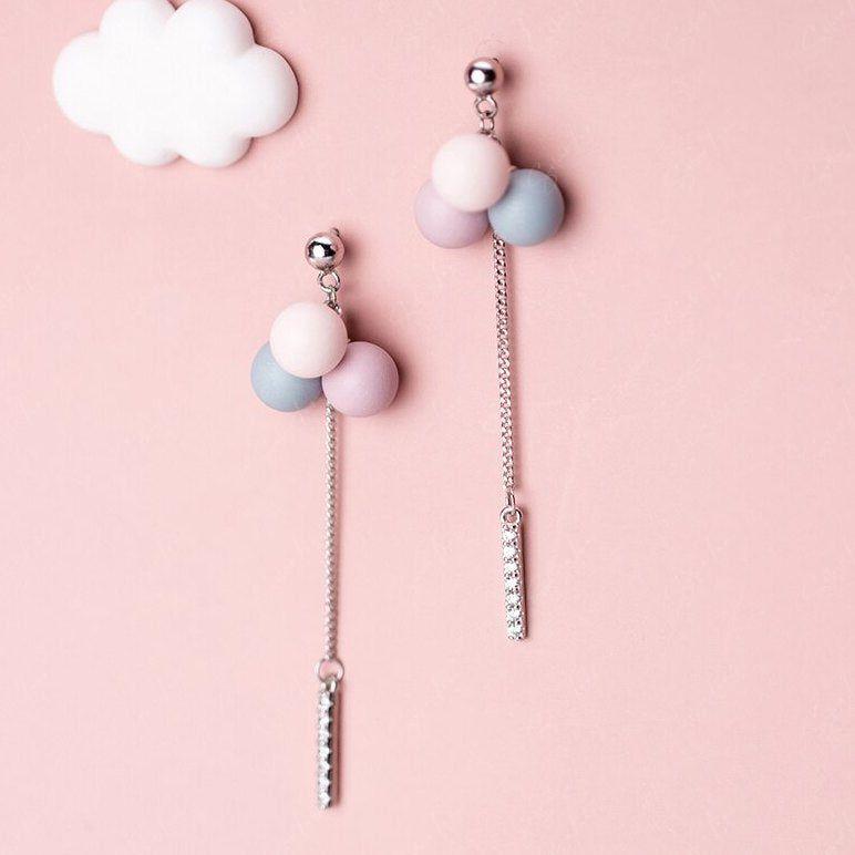 balloon silver drop earrings