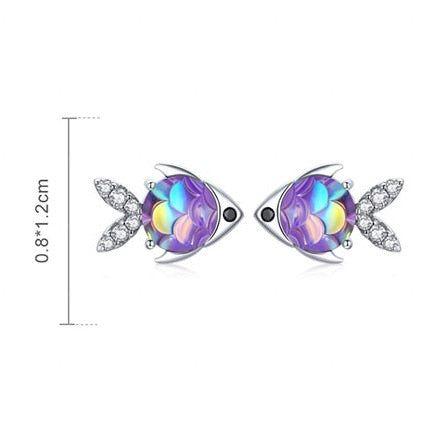 Rainbow Fish Sterling Silver Stud Earrings