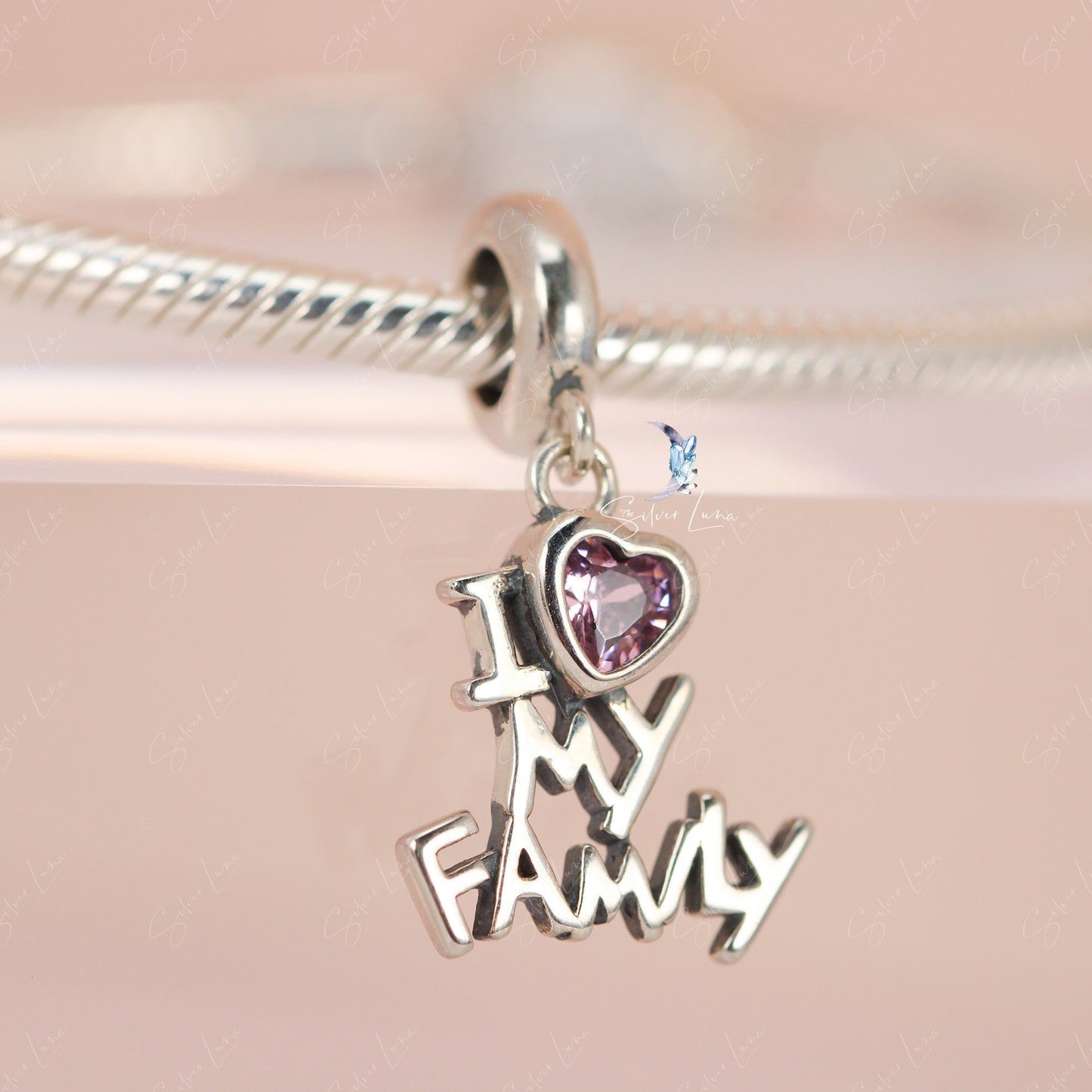 I love family pendant charm