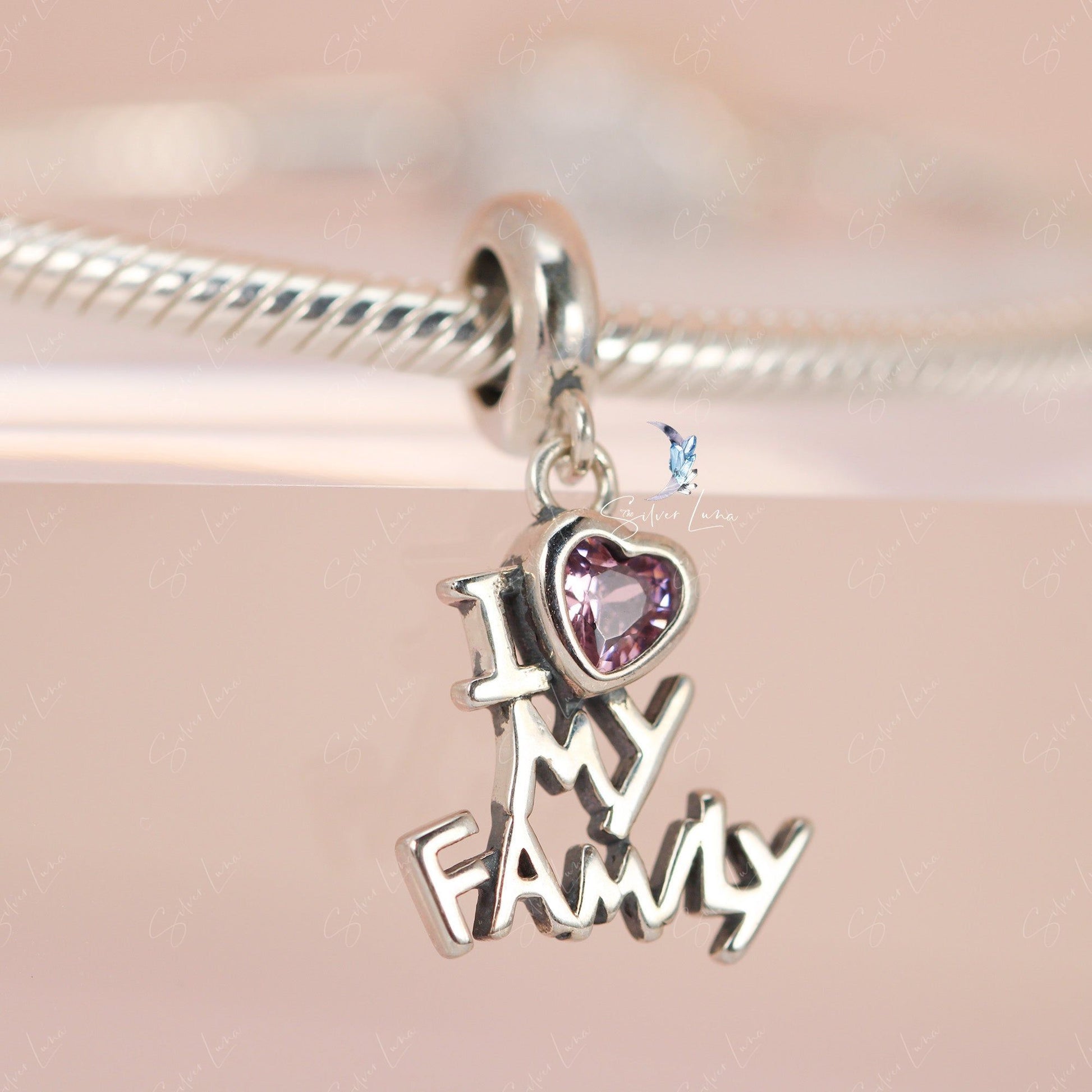 I love family pendant charm