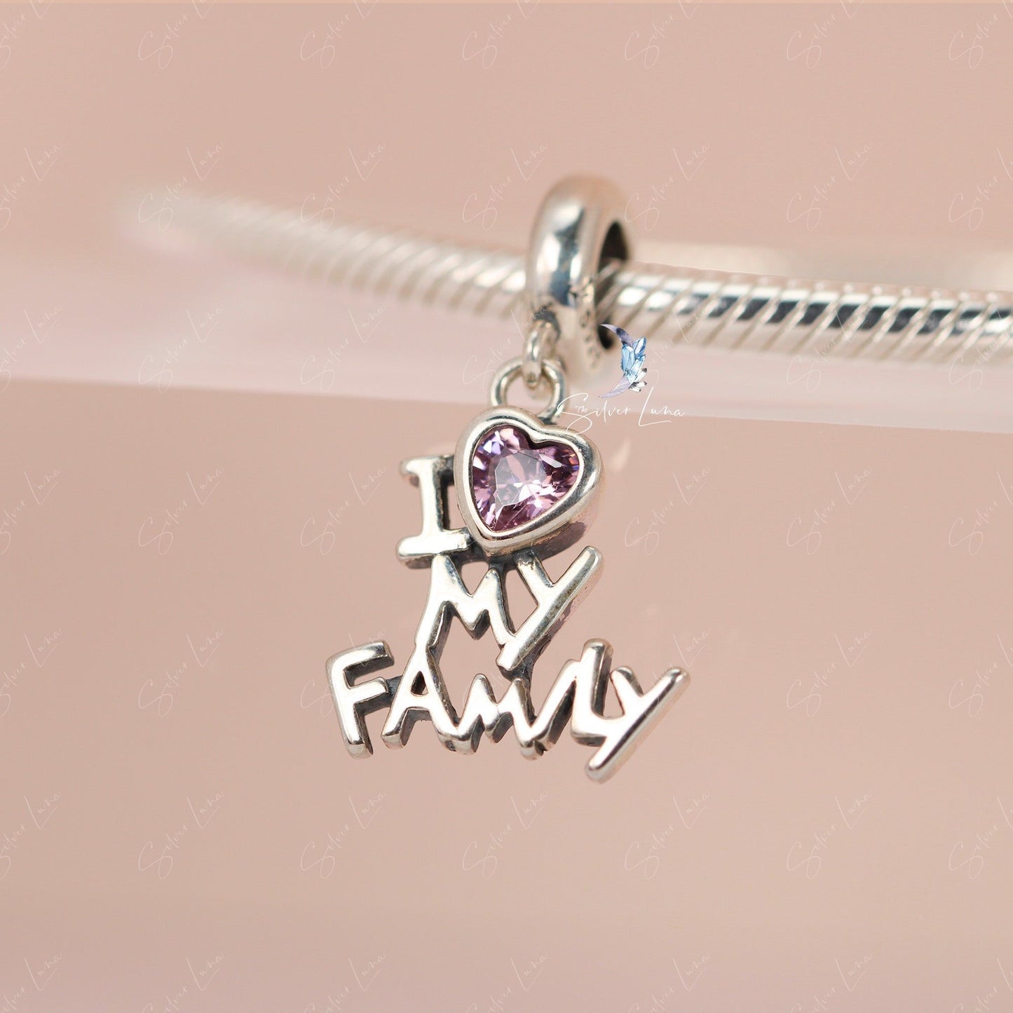 "I love my family" dangle pendant charm for bracelet