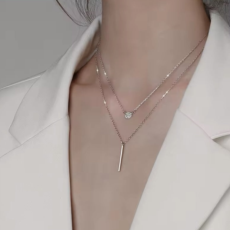 double layer geometric stick pendant