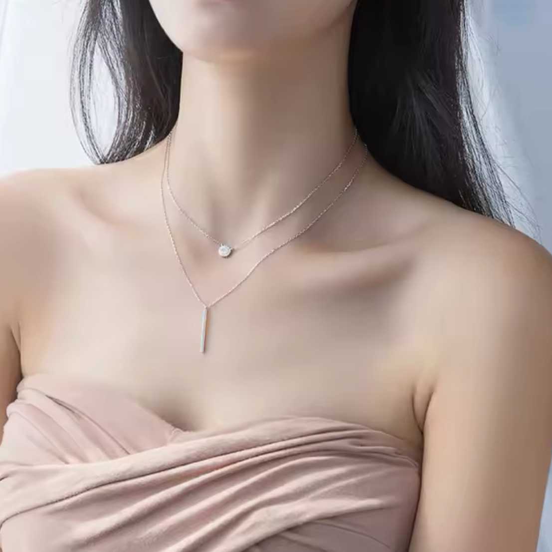 double layer geometric stick pendant