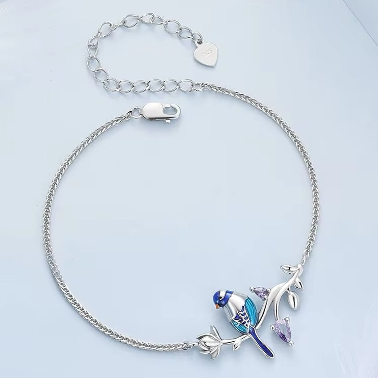 silver bird chain bracelet