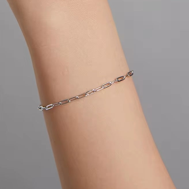 Minimalist link chain bracelet in sterling silver