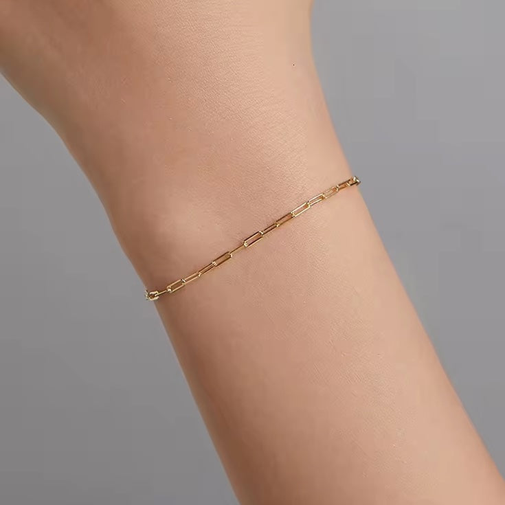 Minimalist link chain bracelet in sterling silver