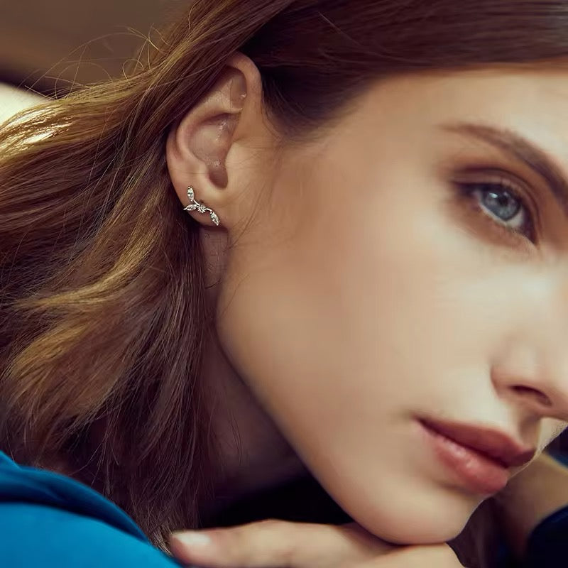 leaves branch stud earrings
