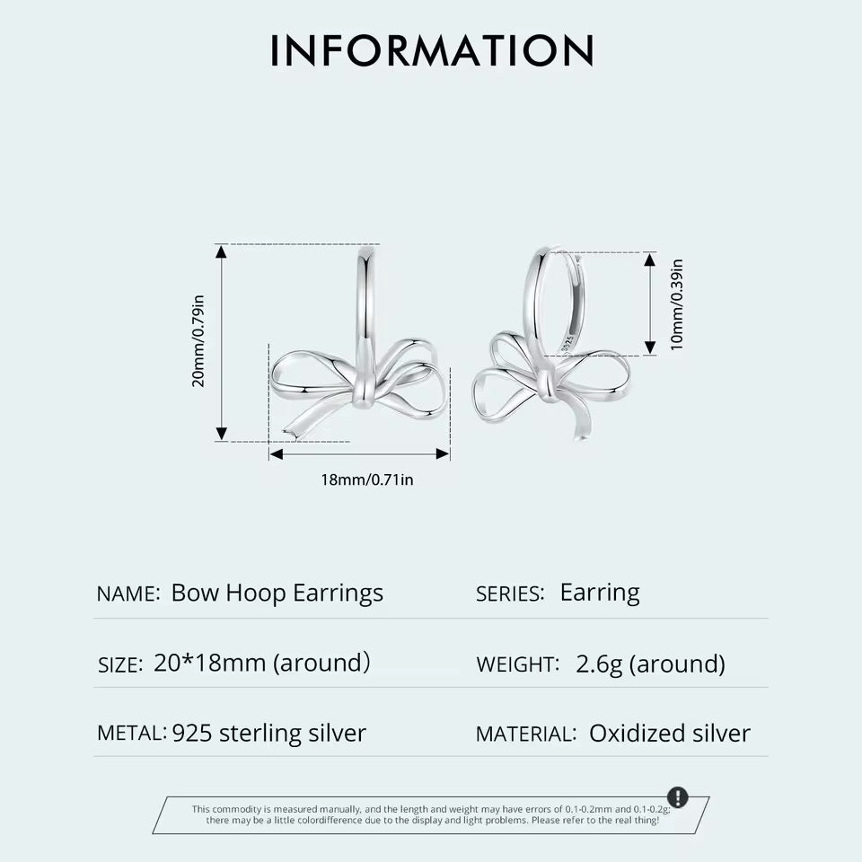 Bowtie sterling silver hoop earrings