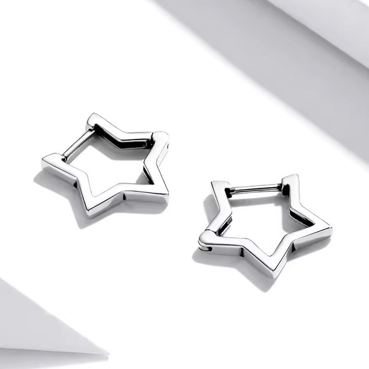 sterling silver star hoop earrings