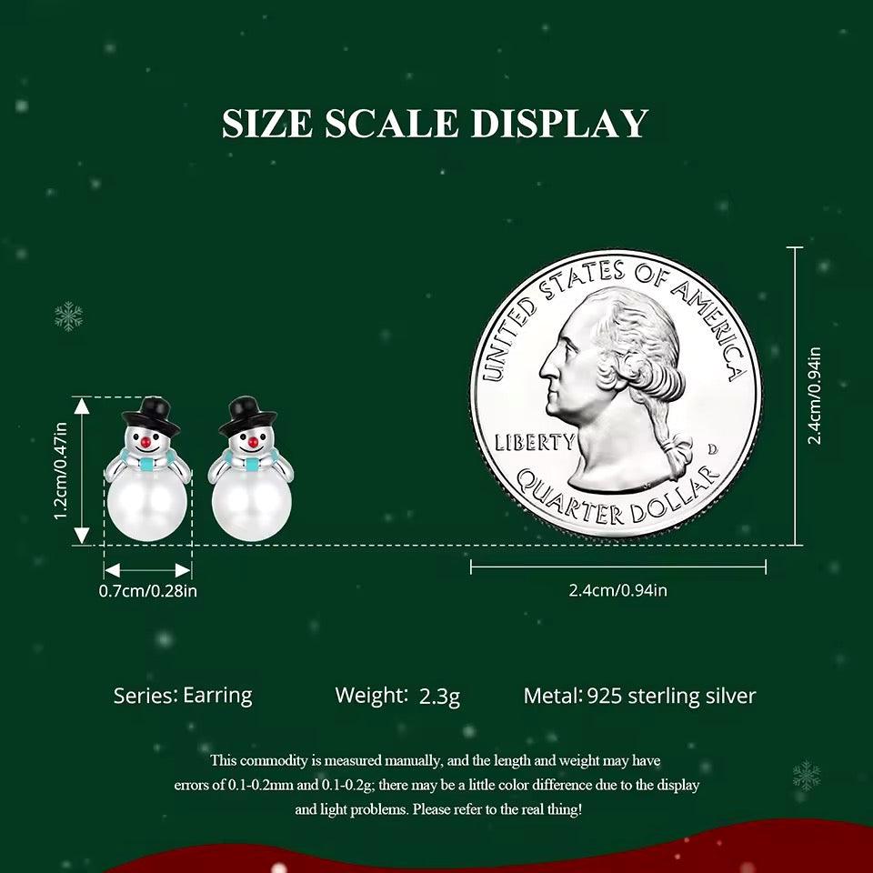 Christmas snowman pearl stud earrings