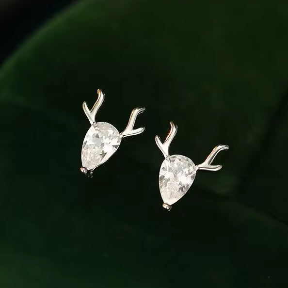 Christmas deer antler stud earrings