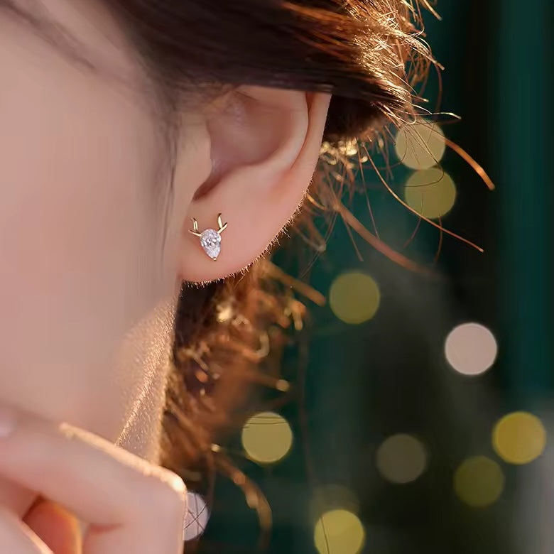 Christmas reindeer CZ stud earrings