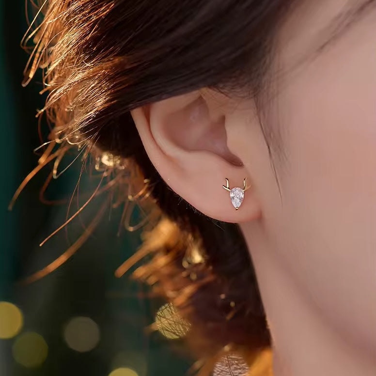 Christmas reindeer stud earrings