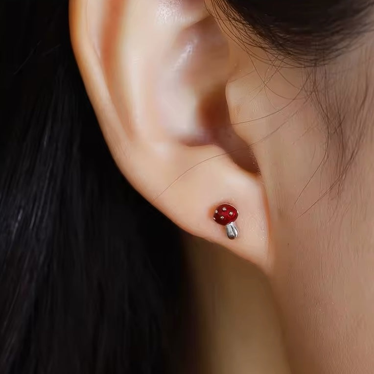 Mushroom stud earrings