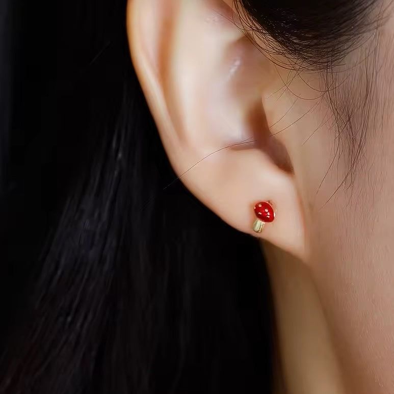 Mushroom stud earrings