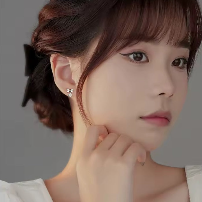 bowtie silver stud earrings