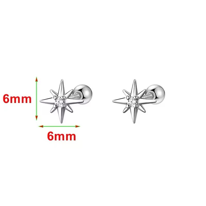 Tiny starburst screw back stud earrings