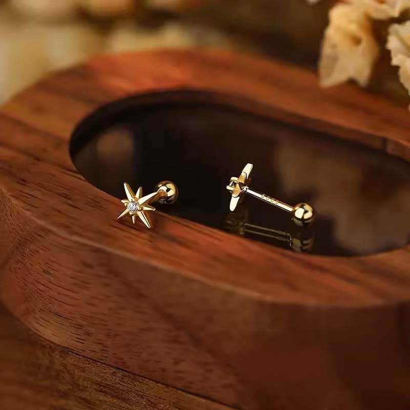 Star burst screw back stud earrings